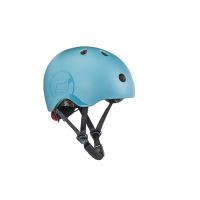 Scoot&Ride Helm mit LED-Licht steel S-M (51-55)