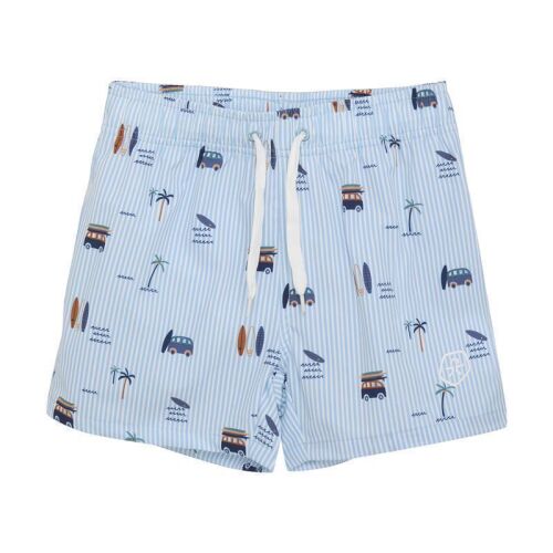 Color Kids Badehose 720196 Wohnwagen/Surfboard/Palmen gestreift weiß/blau