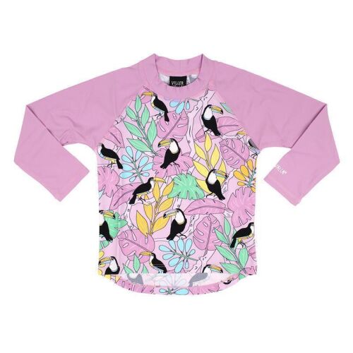 Villervalla Badeshirt LA 660KZ Tukan-Vogel/Pflanze pink
