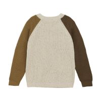 Minymo Strickpullover 2055 beige mit braunen Ärmeln