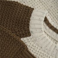 Minymo Strickpullover 2055 beige mit braunen Ärmeln