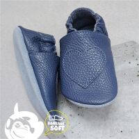 Funky Monkey Barfuß Lederpatschen BRA-095 Herz navy