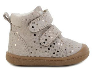 Primigi Winter-Lauflernschuhe mit Wolle grau mit Punkte barfuß