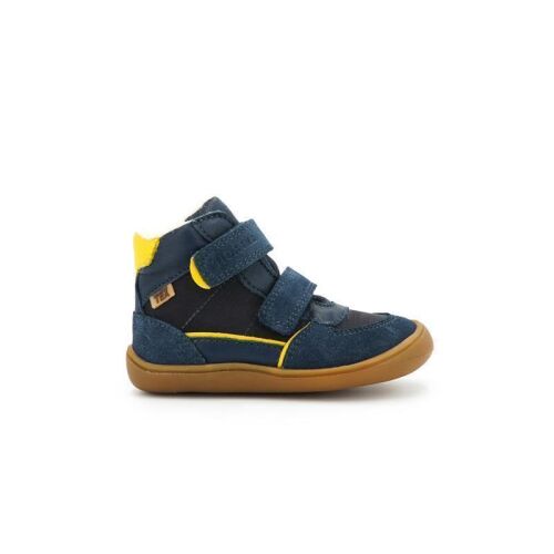 Telyoh Winter-Barfußschuhe wollgefüttert blau mit gelb TEX