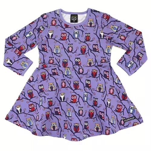 Villervalla Langarm-Kleid Lilac 152LC Eulen lila