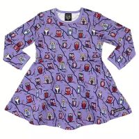 Villervalla Langarm-Kleid Lilac 152LC Eulen lila