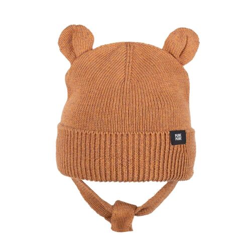 Pure Pure Baby Strickmütze aus Wolle 812  braun, BIO