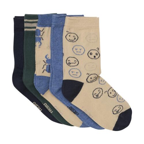 Minymo Socken 5er-Pack Insekten/Smileys 6022-912 - Beige/Grün/Blau