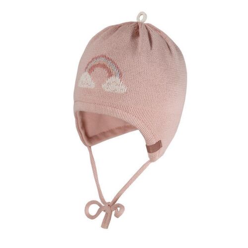 Maximo Baby Strickmütze zum Binden Regenbogen 45571-3905 rosa
