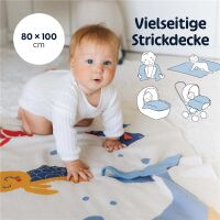 Merle Strick-Babydecke 3D Meeresfreunde