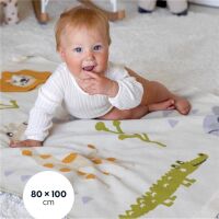 Merle Strick-Babydecke 3D Savannenfreunde