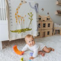 Merle Strick-Babydecke 3D Savannenfreunde