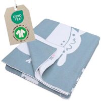 Merle Strick-Babydecke Delfinblau Safari
