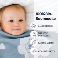 Merle Strick-Babydecke Delfinblau Safari