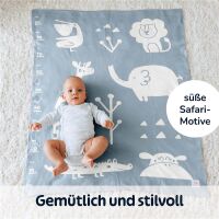 Merle Strick-Babydecke Delfinblau Safari
