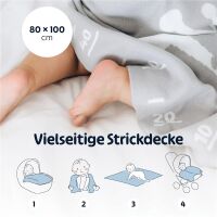 Merle Strick-Babydecke Elefantengrau Safari