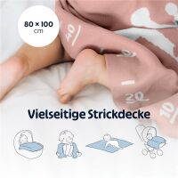 Merle Strick-Babydecke Kirschblütenrosa Safari