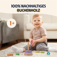 Merle Baby Stapelturm aus Holz – mit farbigen Ringen