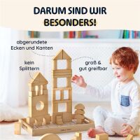 Merle Nachhaltige Natur Holzbauklötze – 46er Set