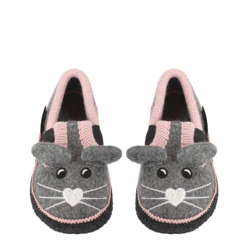 Beck Kinder Hausschuhe aus Wolle Maus grau