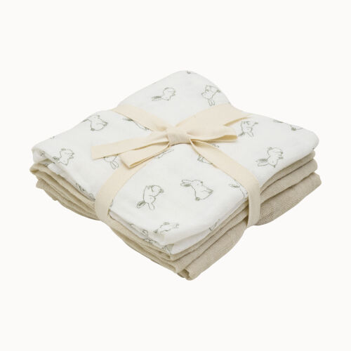 Pippi 3-er pack Spucktücher 65x65cm 6669 Hasen weiß/beige