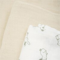 Pippi 3-er pack Spucktücher 65x65cm 6669 Hasen weiß/beige