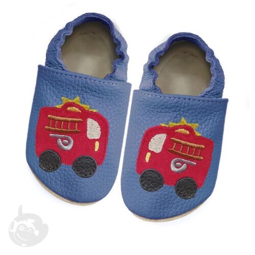 Funky Monkey Barfuß Lederpatschen BRA-025 Feuerwehr navy/rot