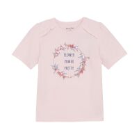 Minymo Kurzarm-Shirt Flower Power Pretty 1110 weiss mit Glitzer Pailletten, BIO