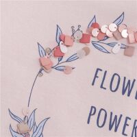 Minymo Kurzarm-Shirt Flower Power Pretty 1110 weiss mit Glitzer Pailletten, BIO