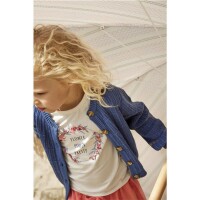 Minymo Kurzarm-Shirt Flower Power Pretty 1110 weiss mit Glitzer Pailletten, BIO
