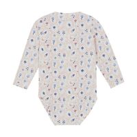 Minymo Langarm-Body Marshmallow White 113802 weiss-rosa mit Blumen, Bio