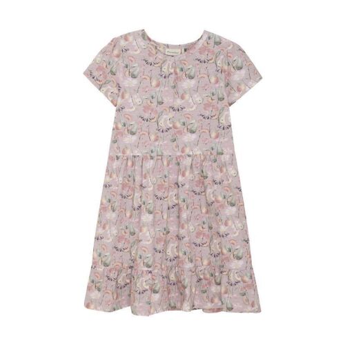 Minymo Kurzarm-Kleid Burnished Lilac 123856 rosa Blumen/Früchte