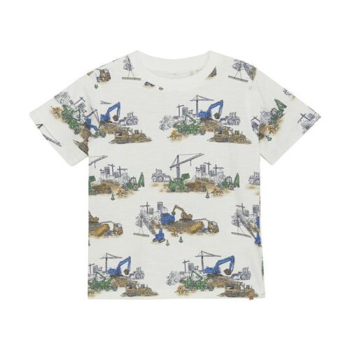 Minymo Kurzarm-Shirt Marshmallow white 133801 Baustelle weiss