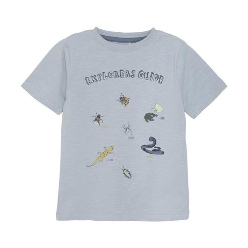 Minymo Kurzarm-Shirt 133830 Explorers Guide Tiere hellblau