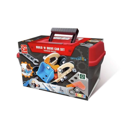 Hape - Junior Inventor - Build n Drive Car Set - Fahreug Baukoffer