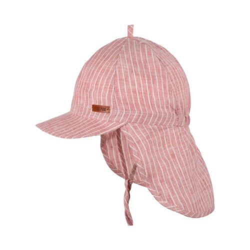 Pure Pure Leinenmütze mit Nackenschutz 2902001-284 gestreift dusty-rose