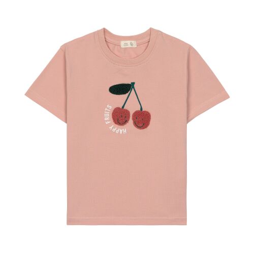 Lässig T-Shirt-Bio Baumwolle Happy Fruits-Kirsche rosa