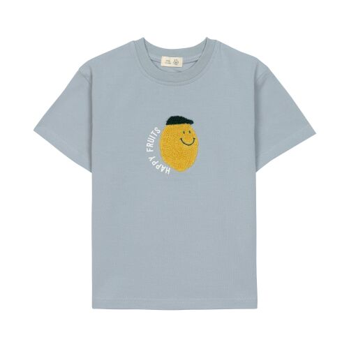 Lässig T-Shirt-Bio Baumwolle Happy Fruits-Zitrone hellblau