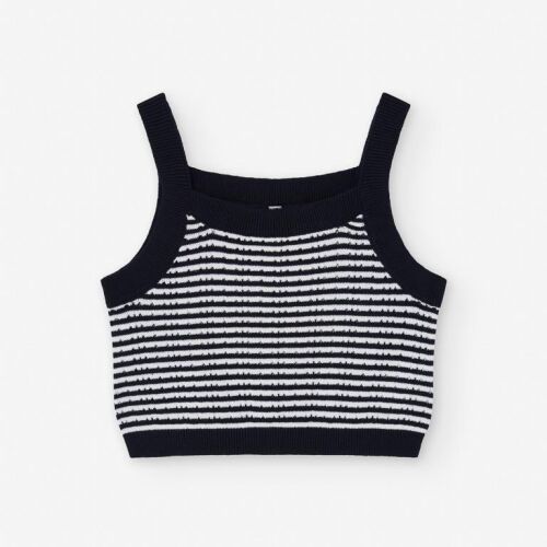 Losan Cropped Strick-Top LJGAP0202-25004 gestreift schwarz/weiß