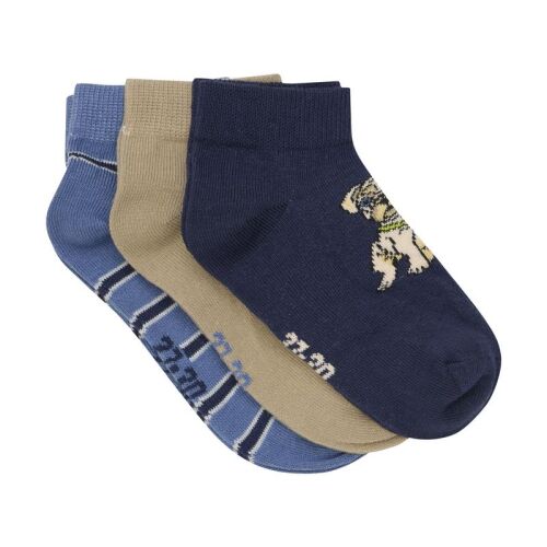 Minymo Socken 3-Pack 133946 Fb. 7899 Hund/Hai/gestreift navy