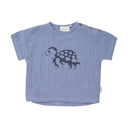 Minymo Baby KA T-Shirt aus Musselin 113961 Fb.7215  Schildkröte blau