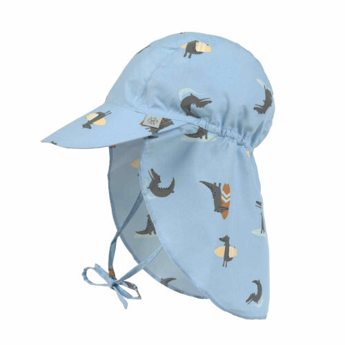 Lässig UV-Sonnenhut mit Nackenschutz UV 80 Crocodile sky blue