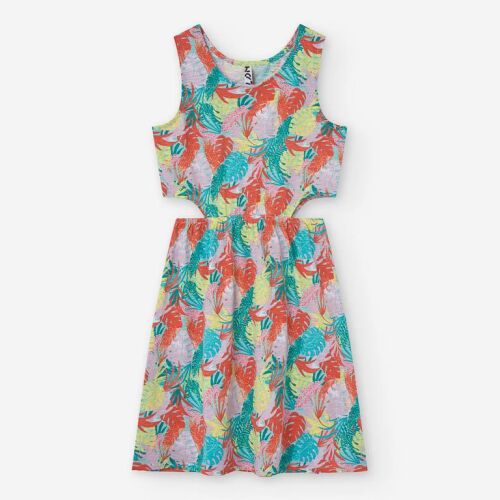 Losan Jersey Kleid LJGAP0501-25012 Bunte Blätter
