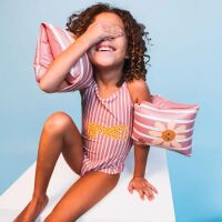 Swim Essentials Badeanzug Leopard gestreift Rosa/weiß