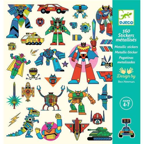 Djeco Metallic Sticker Roboter 160 St türkis
