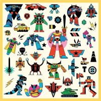 Djeco Metallic Sticker Roboter 160 St türkis
