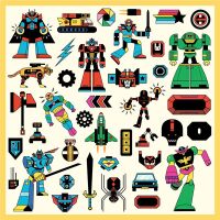 Djeco Metallic Sticker Roboter 160 St türkis