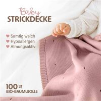 Merle Strick-Babydecke mit Lochmuster 80x100 -...