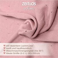 Merle Strick-Babydecke mit Lochmuster 80x100 - Kirschblütenrosa