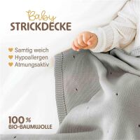 Merle Strick-Babydecke mit Lochmuster 80x100 - Elefantengrau